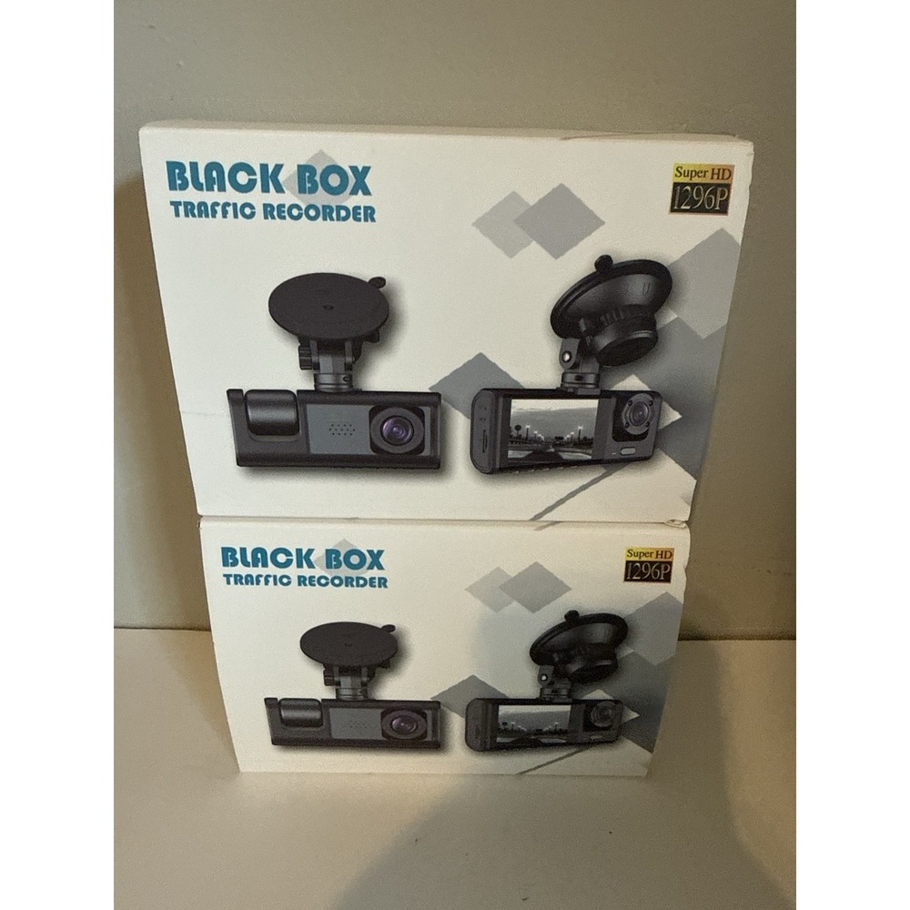 2 Black Box Traffic Cams Super HD 12969 Dual Cam. I Box Has Been Opened. New
